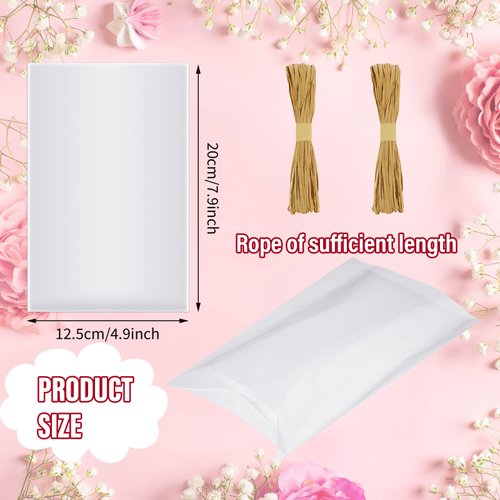 Tudomro Clear Soap Bags for Packaging Soap Wrappers Transparent Cellophane Bags with Soap Raffia Rope for Homemade Soap Craft Gift Box Birthday Party Favor Packaging Supplies (100 Pcs)