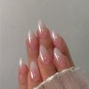 24PCS Press on Nails Almond Shaped Nails, Fake Nails Medium Long Stiletto Almond Press on Nail False Tips Acrylic Nails Glue on Nails Medium Length False Nails for Women and Girls(Gradient Glitter)