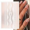 3D Lines Nail Stickers Rose Gold Metal Nail Art Decals 8 Sheets Stripe Lines Letters French Tips Self-Adhesive Nail Decals Curve Nail Art Sliders Nail Supplies for Women Manicure DIY Decorations