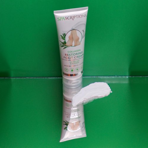 SpaScriptions Collagen Restoring Foot Cream, Relief for Dry, Cracked Feet, Moisturizes and Repairs with Tea Tree, Glycerin, Glycoilic Acid, 8 oz Tube