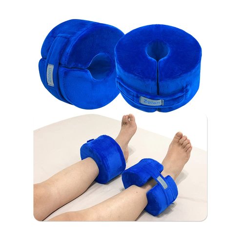 Zelen Foot Support Pillows Heel Ankle Protector Foot Cushion for Pressure Sores Ulcer Bed Sore Pads Cushion Foot Rest Pillow Supports Leg Sore Feet Ankle Pillow Foot Foam for Sleeping (Blue, 1 Pair)