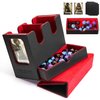 DaluRunhe Mtg deck box for Commander Deck Box with Dice Tray Fits 230 Cards, 4 in 1 for Magic TCG CCG Deck Card Boxes Case Storage, Includes 4 Dividers Trading Deck Box, Black/Red