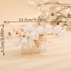 Teyglen Flower Bridal Pearl Hair Comb Handmade Gold Leaf Side Comb Wedding Hair Pieces for Bride Floral Headpieces Hair Accessories for Women Girls