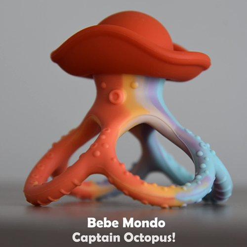 Teething Toys 3-6 Months, Teethers for Babies 3-6 6-12 Months for Teething Relief, Baby Teether Teething Toys 100% Silicone, Newborn Infant Sensory Baby Toys 0-6 Months,bebe mondo (Octopus)