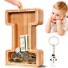SummiDate Wooden Letter Piggy Bank| Piggy Bank for Boys Girls Toddler| Alphabet I Money Bank| Coin Bank Birthday Gift for Kids|Birthday Gift for Kids (I)