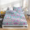 MUSOLEI Mermaid Fitted Sheet Set 3D Rainbow Scales Full Girls Bedding Set Mermaid Girl Bed Sheets 3PCS 1 Deep Pocket Fitted Sheet with 2 Pillowcases Wrinkle Free Cozy Microfiber(01,Queen)