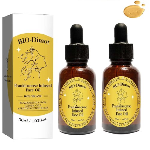 2 Pcs Frankincense Resin Oil for Face, Jojoba Oils Castor Oil and Frankincense for Face Anti-Aging Moisturizer Cold Pressed Serum Smooths Fine Lines and Wrinkles -60 ML