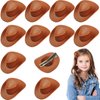 12 Pcs Mini Western Cowboy Cowgirl Hat Hair Clips, Plastic Mini Hat Hair Clip, Cute Cowboy Hat Clips, Cowgirl Hat Hair Clip for Decoration Accessories Toy Doll Dress Up Play House Games (Brown)