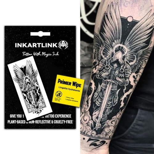 INKARTLINK Semi Permanent Temporary tattoos, realistic tattoos, tattoos for cool boys, waterproof and non-reflective, exquisite packaging, unique design (Angel comes)