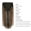 ABH AMAZINGBEAUTY HAIR Yaki Straight Human Hair Clip ins Rooted Black Piano Natural Black #1B Fading into Caramel Blonde #27 Two Tone Light Yaki Clip ins for Black Women Human Hair 12 Inch 120G 7Pcs