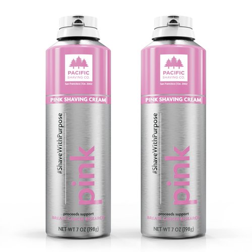 Pacific Shaving Company PINK Shaving Cream - Shave with Purpose - Safe & Natural Ingredients, Cruelty Free, Made in the USA - Pack of 2 (7 oz each)