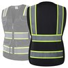 JKSafety 9 Pockets Women Hi-Vis Reflective Safety Vest | Mesh Black | Reflective Strips with Yellow Extended Trims | ANSI Compliant (168-Black, M)
