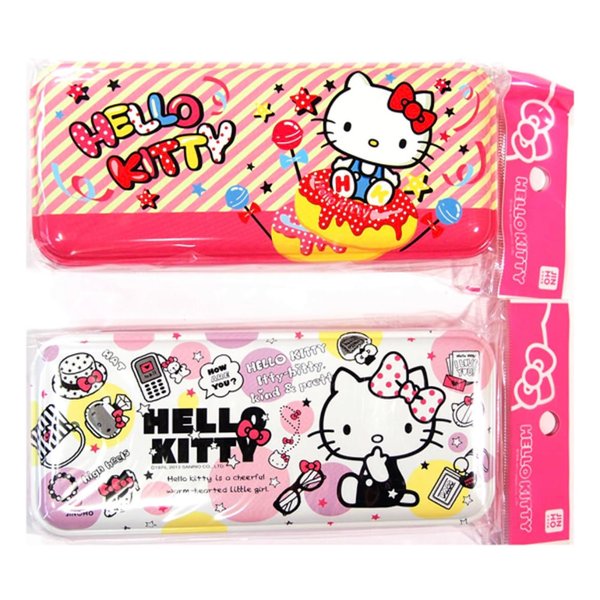 Bandal & Neoul Hello Kitty's Favorite Things Metal Tin Pencil Case for All Ages (Donuts in stripes)