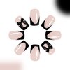 Black French Tip Press on Nails Medium Length Square Fake Nails Nude Pink Glossy Full Cover Glue on Nails Coffin Nails Bow Charms Designs Cute False Nails for Women Girls Acrylic Nail Decorations