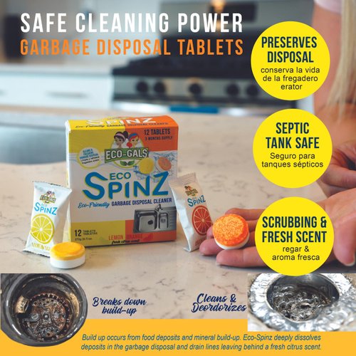 ECO-GALS Eco Spinz Garbage Disposal Cleaner and Deodorizer for Cleaning Kitchen Sinks and Drains 6 ct. Lemon & 6 ct. Orange Citrus Scent