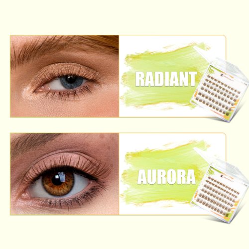 Ehszm Beauty Upgraded,Brown Lash Clusters Hybrid 8-12mm C Curl (8 10 12),Brown Eyelash Clusters Natural, Ultra-Soft Individual Lashes.No Plastic Feel,Thin Band,New Comfort - Radiant Style