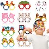 MDNHIO 36PCS Farm Barnyard Animal Party Favor 24PCS Tattoos 12PCS Paper Eyeglasses Themed Paper Photo Booth Props Birthday Party Decorations Dress Up Cute Style Funny Sunglasses Supplies Photography