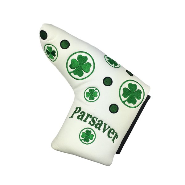 Shamrock Replacement Clover Putter Covers - Lucky Four Leaf Compatible Headcover - for Scotty Cameron Odyssey Taylormade Titleist Ping and Mizuno Blade putters Covers (White)