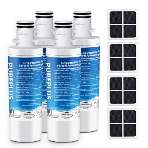 PUREPLUS ADQ747935 Replacement for LG LT1000P, Kenmore Elite 9980, LT1000, LT1000PC, MDJ64844601, ADQ74793501, LT120F Refrigerator Water and Air Filter Combo, Model: RWF4700AC, 4Pack