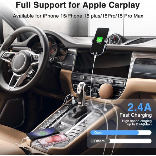 Car Carplay Cable for iPhone 16 15 Pro/Pro Max/Plus Charger Cord,3/6/10FT USB A to USB C Fast Charging Cable for Apple iPhone 16 15 Car Charger,Car Charger Adapter Cord for iPhone 16 15,for Samsung
