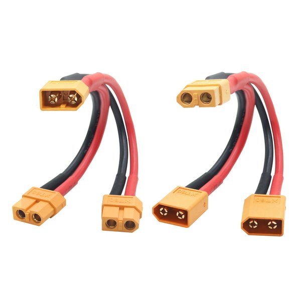 Short XT60 Parallel Battery Connector Cable,14AWG XT60 Male to Female Y Splitter Adapter Cable,10cm/3.93inch for RC Multicopter Quadcopter