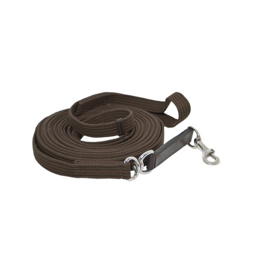 Horse Fare Products Brown Cotton Lunge Line with Leather Strap