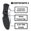 Spyderco CENTOFANTE 3 Prestige Folding Utility Pocket Knife with 3.14" VG-10 Stainless Steel Hollow Ground Blade and Lightweight FRN Handle - PlainEdge - C66PBK3