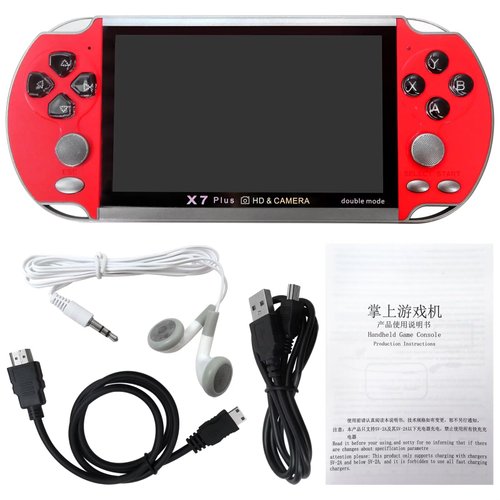 BSDLIET New 128Bit X7 Plus Handheld Game Console, 5.1 Inch Portable Retro Game Console 8G Built-in 10,000 Games, Classic Game Console Game boy Birthday Gifts Presents (Red)