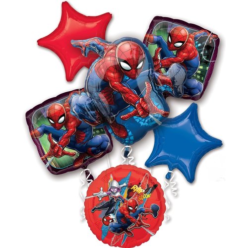 Anagram Spiderman Webbed Wonder Birthday Party Supplies 6 pc Balloon Bouquet Decorations