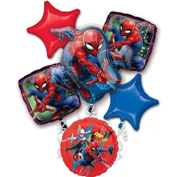 Anagram Spiderman Webbed Wonder Birthday Party Supplies 6 pc Balloon Bouquet Decorations