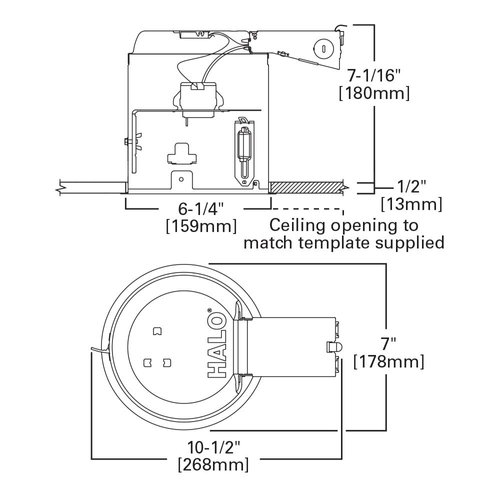 HALO E26 6 in. Aluminum Recessed Lighting Housing for Remodel Ceiling, Insulation Contact, Air-Tite, (E7RICAT)