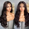 SOKU Long Brown Lace Front Wigs for Women Body Wave Middle Part Natural Looking Wig 28 Inch Synthetic Heat Resistant Swiss Lace Front Wig for Daily Wearing