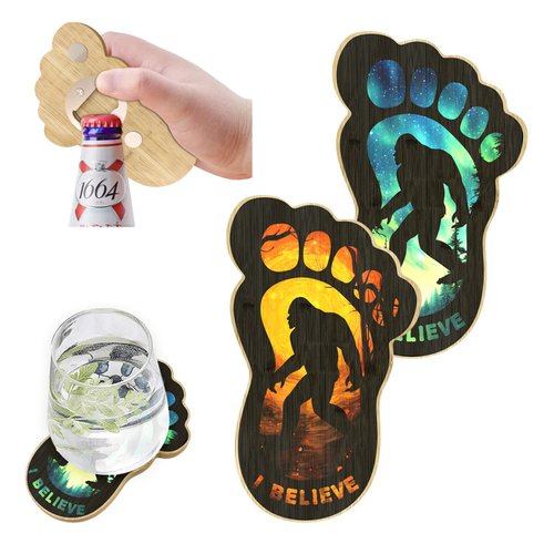 Bigfoot Gift Bottle Opener Magnetic with Fridge Magnets Sticker 2pcs, Unique Sasquatch Gift for Kids, Men, Women and Sasquatch Lover!