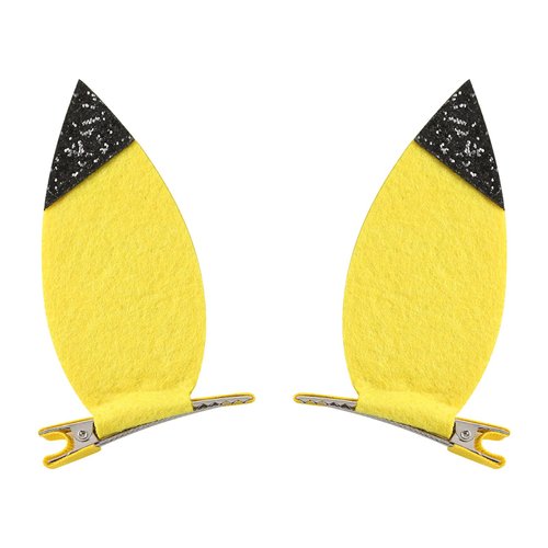 JiaDuo Yellow Cartoon Ears Hair Clips Glitter Girls Women Birthday Gift Halloween Costume Accessories 1 Pair