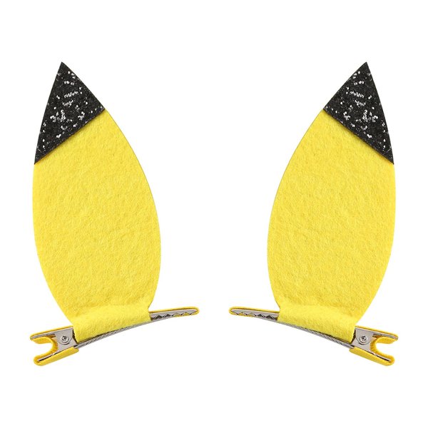 JiaDuo Yellow Cartoon Ears Hair Clips Glitter Girls Women Birthday Gift Halloween Costume Accessories 1 Pair