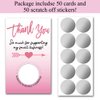 Haizct 50 Pack PinkThank You Blank Gift Certificate Scratch Off Cards for Small Business, Spa Beauty Makeup Hair Salon, Bridal Shower, Baby Shower, Country Wedding (Thank You CardF), Silver-GK091