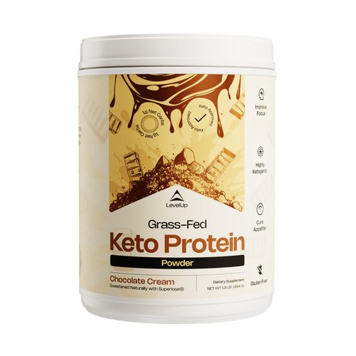 LevelUp Keto Protein, with Collagen Peptides, Energizing MCT, Whey Isolate Protein, Ketogenic Protein Powder Supplement - Chocolate Cream