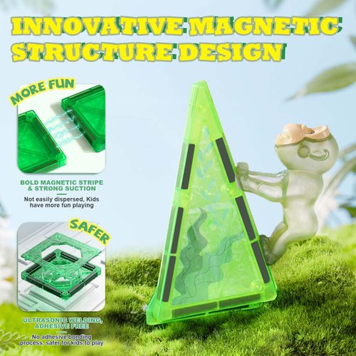 Magnetic Tiles Magnetic Construction Set, Magnetic disc STEM Sensory Educational Games Toys Preschool Building Stacking Block Learning Toys Gift for Toddler Age 3+ Boys Girls Kids 40pcs Animal forest