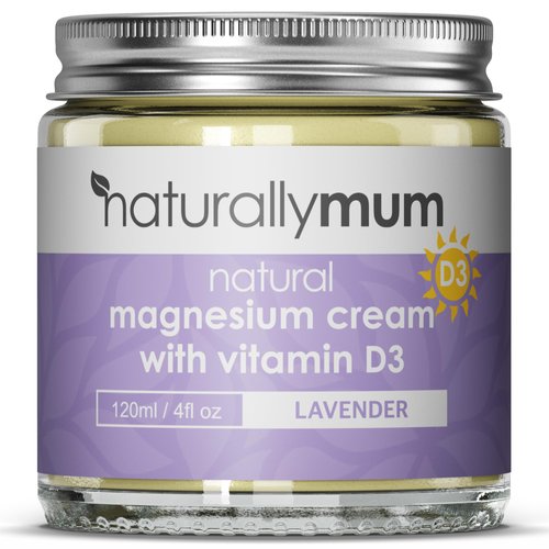 NaturallyMum - Magnesium Cream with Vitamin D3 [4 Fl Oz] - Magnesium Calm Cream and Vitamin D Lotion - Magnesium D3 Cream - Calming Cream Magnesium and Vitamin D - Turmeric & Arnica Cream - Lavender