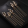 Teyglen 5pcs Crystal Bridal Hair Pins Rhinestone Wedding Hair Pieces Gold Silver Rhinestone Hair Pins Set Handmade Hair Accessories for Women Girls (Gold)