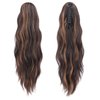 FESHFEN Ponytail Extensions, Long Claw Clip in Ponytail Hairpiece Synthetic Pony Tails Hair Piece Natural Wavy Hairpieces for Women, 20 inch Black & Caramel Brown