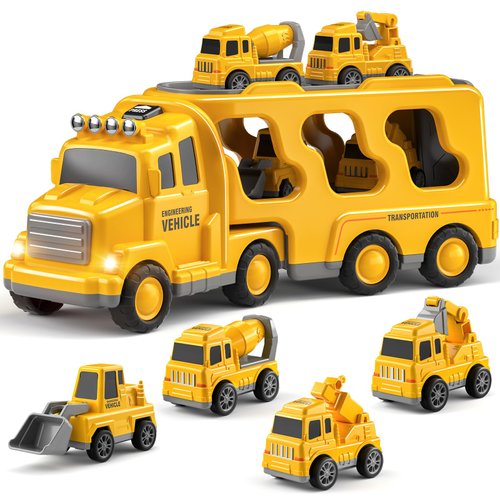 Bennol Toddler Boy Toys for 1 2 3 4 5 Year Old Boys, Toddler Car Trucks Toys for Toddler Boys Ages 1-3 3-5, 5 in 1 Construction Car Truck Boys Toddlers Birthday Gifts