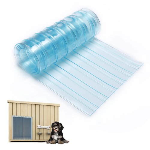 Dog Door Replacement Flaps, Safe Plastic Vinyl Strip for DIY Doghouse or Cat Door, Eco-Friendly Transparent Dog House Door Flap, Easy to Cut & Install, 11.8 in x 4.9 ft