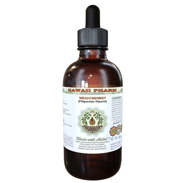 Meadowsweet Alcohol-Free Liquid Extract, Meadowsweet (Filipendula Ulmaria) Herb Glycerite Natural Herbal Supplement, Hawaii Pharm, USA 2 oz