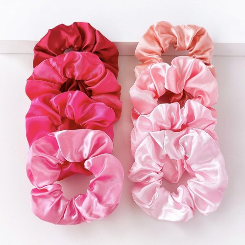 8pcs Women's Satin Scrunchies Multicolor Wrinkle-free No-damage Scrunchies Suitable for All Hair Types Excellent Elastic Band (HH-B-8 pcs)