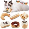 Gigwi Catnip Toys for Indoor Cats, Interactive Cat Toys for Kittens, Crinkle Pillow Cat Kicker Toys, Soft Teething Exercise Kitty Toy Bread Set of 6 Cat Chew Toy Plush