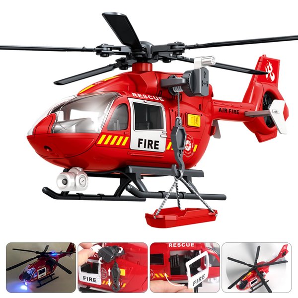 ANJARU Helicopter Toy with Lights and Sound,Simulative Rescue Helicopter Toddler Kids Toys for Kids Aged 3 4 5 6 Pull-Back Propeller Army Toys Toddler Kids Boys Gifts (Fire Fighting Helicopter)