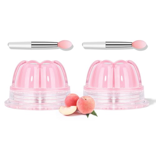FREEORR 2Pc Jelly Lip Mask Overnight,Fruity Peach Lip Sleeping Mask Day Night Repair Kawaii Lip Balm Hydrate Plump Dry Lip Scrubs Exfoliator,Lip Care Lip Moisturizer with Collagen-Peach