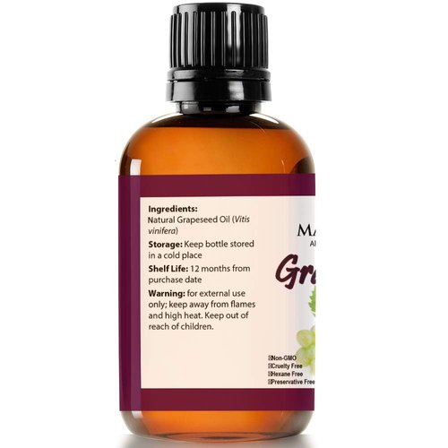 GRAPESEED OIL ANTI-AGING MOISTURIZER - Facial Cleanser | Unrefined, Cold Pressed | Essential to Reduce Skin Wrinkles and Stretch Marks | Dandruff Remover