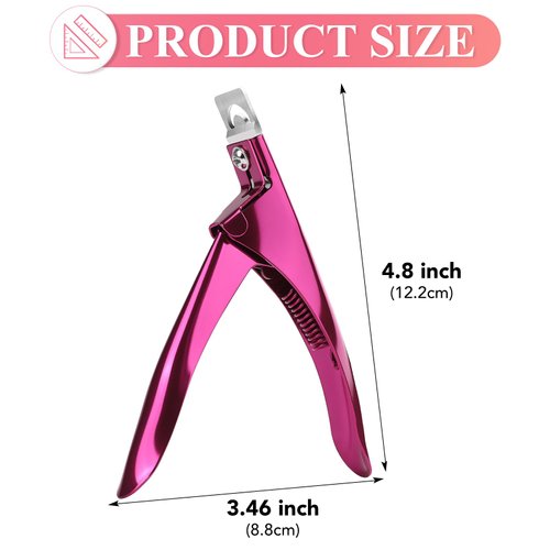 False Nail Clippers with Magnets Stainless Steel Nail Cutter for Acrylic Nail Nail Clippers with 15Pcs Small Magnets for Home Salon Nail Art (Pink)